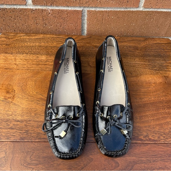 Michael Kors Amber Boat Shoe Black Patent Leather Loafers Driving Moc Womens 8 - Picture 6 of 14